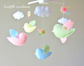 Baby Crib Mobile - Custom Baby Mobile - Bird Mobile - Birds Mobile - Baby Girl Mobile - Molly Bedding