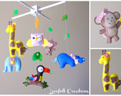 Baby Crib Mobile - Baby Mobile - Jungle Mobile - Baby Girl Mobile - You can choose your colors too :)