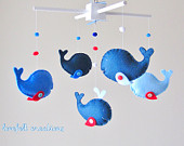 Baby Mobile - Custom Baby Mobile - Whale Mobile - Pottery Barn Jackon - You can pick your colors :)