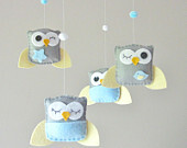 Baby Crib Mobile - Custom Mobile - Baby Boy Mobile - Owl Mobile - You can pick your colors :)