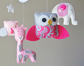 Mobile Baby - Baby Mobile - Custom Baby Mobile - Elephant Mobile - Owl Mobile - CHOOSE your colors :)