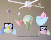 Baby Crib Mobile - Baby Mobile - Owl and birds mobile - Pottery Barn Brooke Bedding