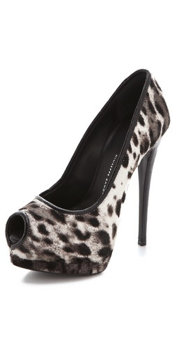 Giuseppe Zanotti Snow Leopard Peep Toe Pumps