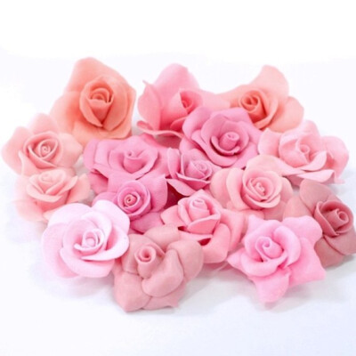 Miniature Roses Polymer Clay Flowers &amp; Beads Supplies 50 pcs