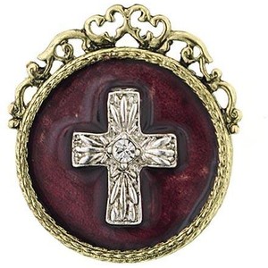 The Vatican Library Collection Vintage Purple Enamel Cross Brooch