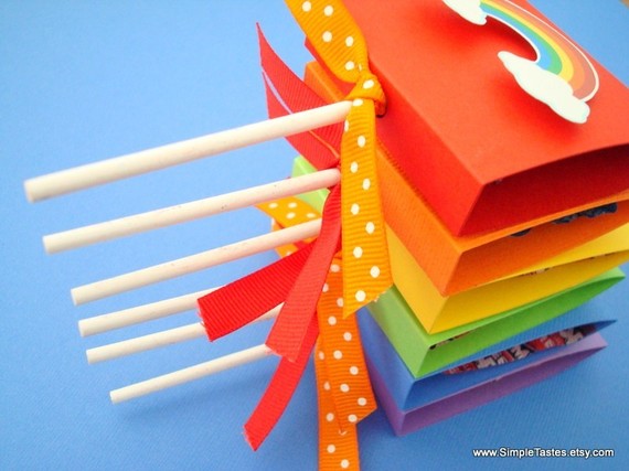 Rainbow Lollipop Covers, Rainbow Party Favors, Set of Ten