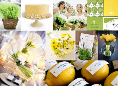 婚礼色板-夏季婚礼色板:柠檬黄和绿色