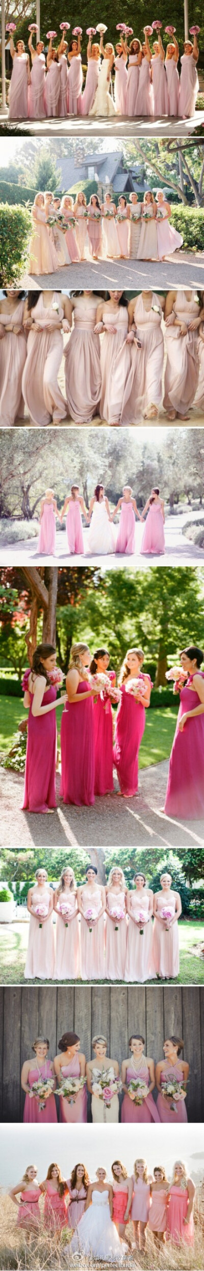 粉红色的伴娘们，强大且亮丽 ,详图请点:http://t.cn/zWIafPr (到likewed.com为你的婚礼寻找灵感)