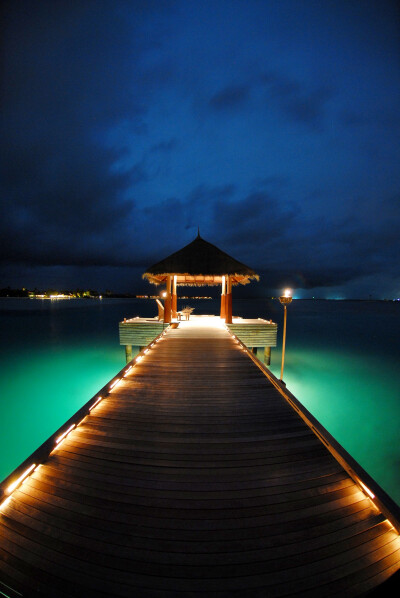 马尔代夫海滩 夜景。