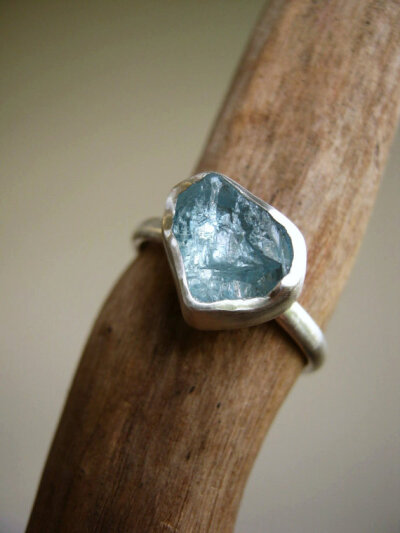 Custom select your Rough Aquamarine ring - Sterling silver