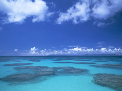 夏威夷。湛蓝的海滩，美不胜收。