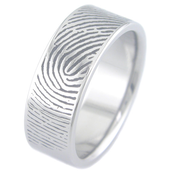 Fingerprint Titanium Ring