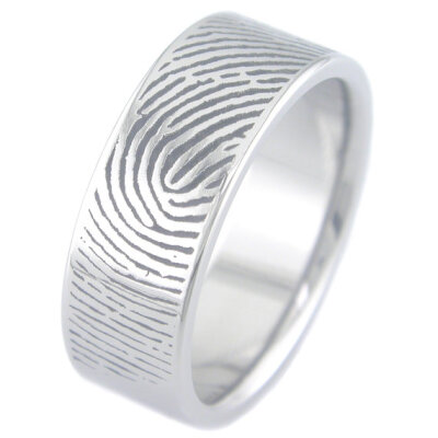 Fingerprint Titanium Ring