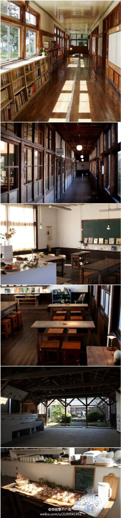 「校舍的回忆」日本深山中一个废弃的旧校舍，重新整修后，成了一处复古怀旧满是情调的餐吧，课桌变成了餐桌，这样的餐厅你想去看看吗？（更多精彩创意关注@非创意不广告）
