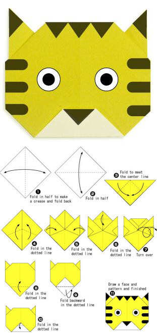 小老虎折纸教程。嗷嗷嗷~~~【阿团丸子】