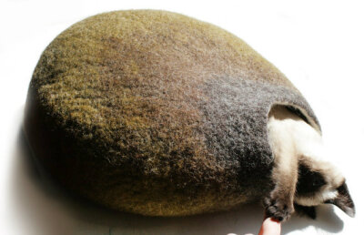 欧洲Cat Pad 橄榄绿色手工羊毛毡貓窝