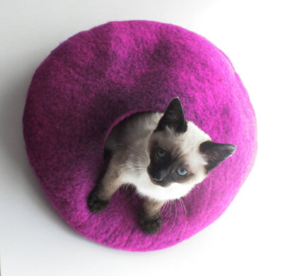 欧洲Cat pad 暖灰色手工羊毛毡猫窝