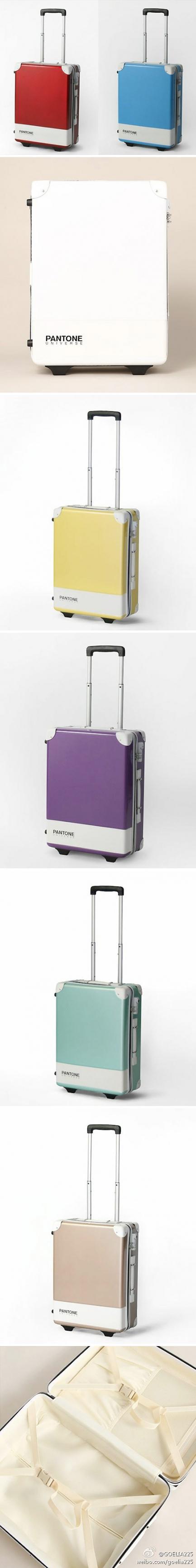 Pantone brand 公司近两年花大力气在拓展周边产品，从化妆品到iPhone套。最近，他们推出了一系列Pantone色的行李箱