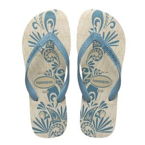 Havaianas 哈瓦那 Aloha系列 男士巴西橡胶拖鞋 4111355-0093 白蓝色