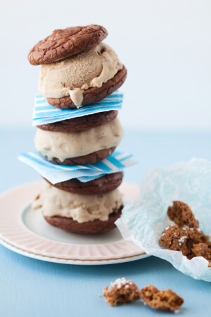 butterscotch and smoked almond ice cream sandwiches