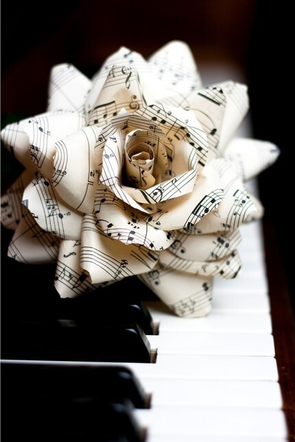 vintage music sheet rose. by amie