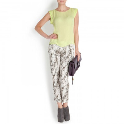 alice + olivia Arthur printed stretch silk trousers