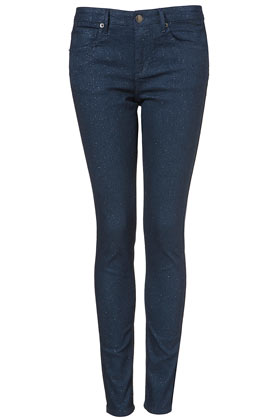 MOTO Navy Glitter Skinny Jeans