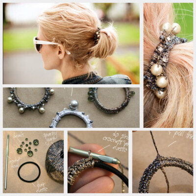 beaded hair elastics diy