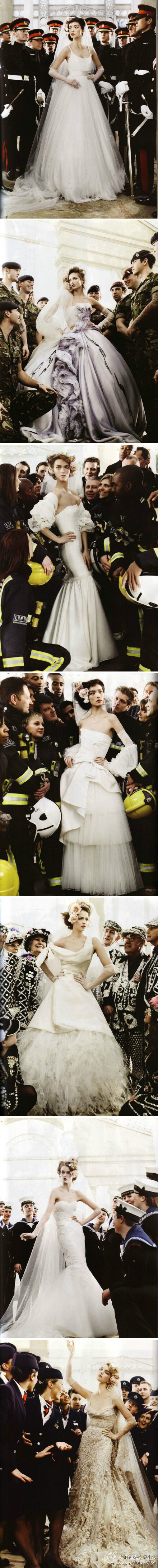 Mario Testino for Vogue UK May 2011 "Wedding Belles"（婚礼芭蕾） ���廉王子大婚在即，英版[Vogue]应景推出三款特别封面，并找来一众名模演绎婚纱大片，我国名模孙菲菲参与其中.