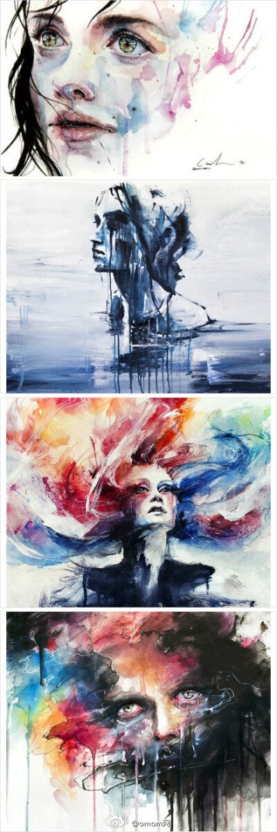 自学成才的意大利画家 Silvia Pelissero aka Agnes-Cecile 的水彩速画视频则展示了以她娴熟的技法快速完成一幅水彩人像的过程http://www.tudou.com/programs/view/yJiyggo7TQU/?resourceId=53605754_06_02_99?fr=2