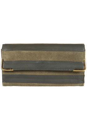 Leather And Suede Strip Purse