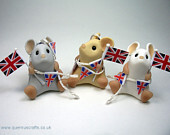 Jubilee Party Bunting Mouse Ornament Sculpture Cake Topper Sold Individually