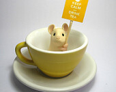 Yellow Teacup Mouse - &#39;Keep Calm and Drink Tea&#39;