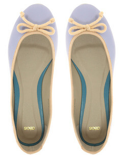 ASOS超甜美蝴蝶结芭蕾舞鞋平底鞋单鞋。单单是这个清新的颜色就想把它收走了。