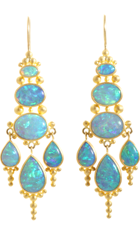 Opal Indonesian-Style Chandelier Earrings