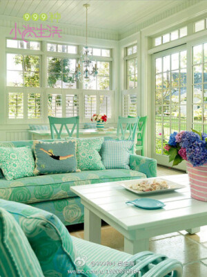  Tiffany蓝的家居色调，夏天能待在这样的房间里那简直太棒了~~！