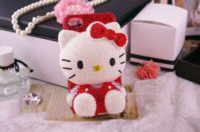 Hello Kitty pearl bling iphone4 iphone 4s case 3D