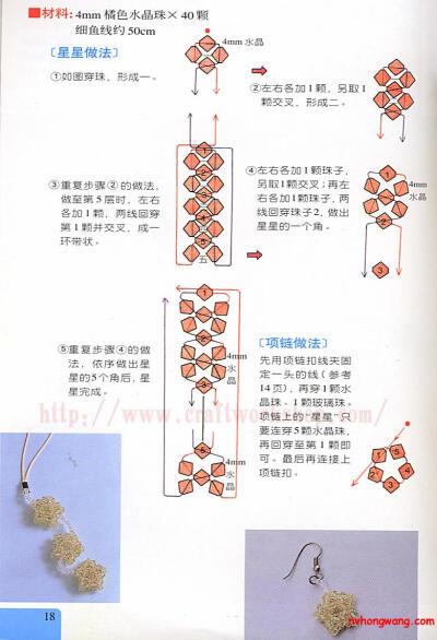 里面包含有：星星的做法，耳环，项链的做法！~ 都有文字说明，大家看看吧！