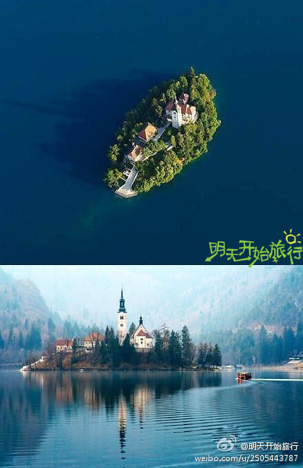 【布莱德岛（Bled Island）】是斯洛文尼亚唯一一座天然岛屿，位于布莱德湖，岛上有几座建筑，最大的是圣母升天教堂，有99级台阶及高达52米的塔楼