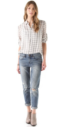 Madewell Gingham Silk Boy Shirt