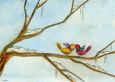 Love birds in winter