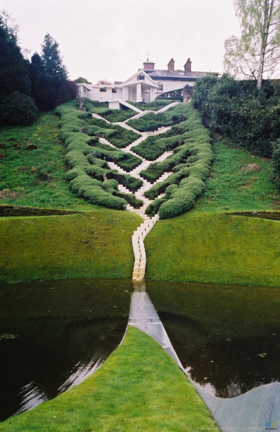 Charles Jencks is the American landscape architect and designer behind this incredible flight of stairs. Called The Universe Cascade.