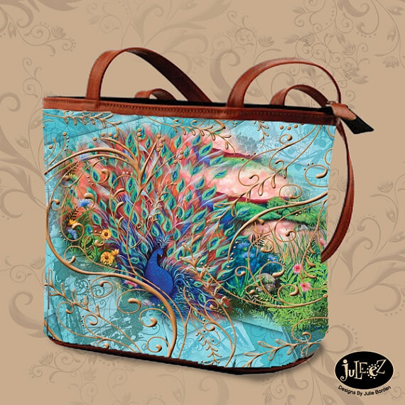 Luxury Italian Leather Peacock Elegant Handbag by JuleezGallery