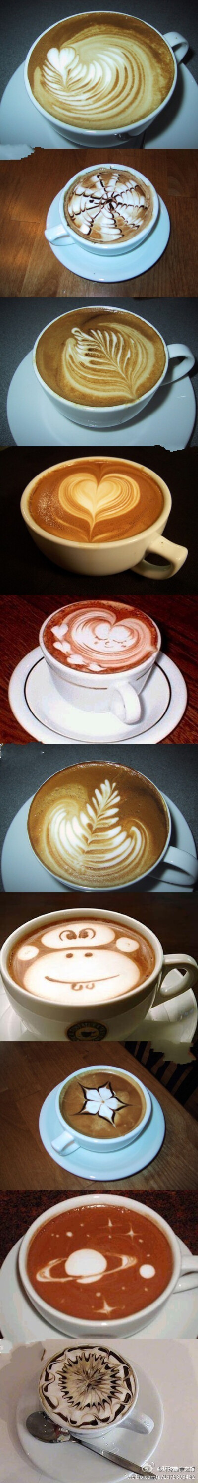 【咖啡拉花的艺术】每一杯的咖啡拉花，都有一个小故事，你喜欢哪一杯？