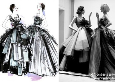 Dior 2012 高级定制手绘图&实物 ,都很美!