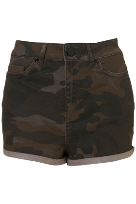 MOTO Camo Print High Waist Hotpants