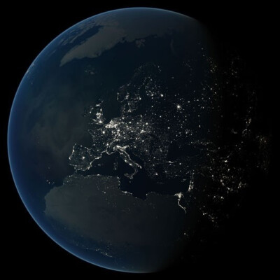 震撼地球夜景卫星图【欧洲和北非的夜晚】