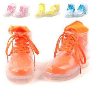 韩版时尚女鞋女士防滑厚底水晶鞋果冻鞋透明雨鞋雨靴橡胶鞋马丁靴 只需108.00元