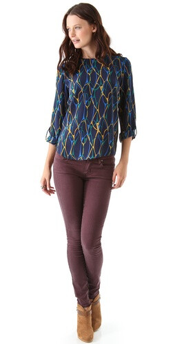 Winter Kate Silk Crepe Top with Inserts