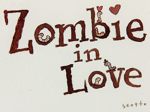 &lt;插畫家Scott Campbell所繪製的“Zombie in Love”，可怕又可愛，殭屍純愛物語。&gt;02- 一個零戀愛經(jīng)驗(yàn)的殭屍在活人世界中，究竟要如何追尋真愛呢？歡迎收看「殭屍純愛物語」！